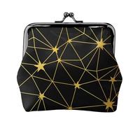 Gold Black Stars Network Seamless Pattern, PU Leather Coin Purse, Small Wallets, Change Pouch with Kiss Lock Clasp Buckle, Change Purse