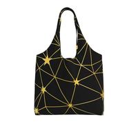 Gold Black Stars Network Seamless Pattern,Reusable Tote Bags Grocery Bags Large Capacity Canvas Shopping Shoulder bag