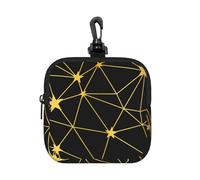 Gold Black Stars Network Seamless Pattern, Square Zipper Storage Bag, Neoprene Coin Purse, Small Wallets, Change Pouch, Change Purse