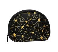 Gold Black Stars Network Seamless PatternSmall Makeup Sanitary Napkin Storage Bag,Women's Cosmetic Coin Purse