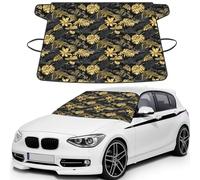 Gold Black Tropical Leaves, Car Windshield Cover, Protective Windscreen Cover - Snow Ice Sun UV Dust Water Resistant - Fit for Most Cars