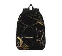 Gold Black Wallpaper Canvas Print Backpack Fashion Casual Waterproof Canvas Backpack Unisex Hiking Travel Work, Black, S