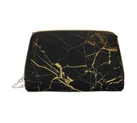 Gold Black Wallpaper Leather Hand-Held Zipper Makeup Bag Storage Bag Portable Lipstick Pouch Toiletry Bag