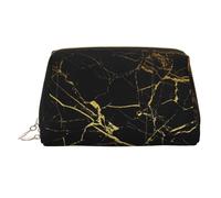 Gold Black Wallpaper Printed Zippered Toiletry Bag, Wide Open Storage Case for Personal Care Items and Cosmetics