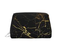 Gold Black Wallpaper Printed Zippered Toiletry Bag, Wide Open Storage Case for Personal Care Items and Cosmetics
