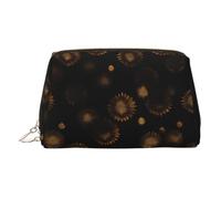 Gold Black Wallpapers Leather Makeup Bag for Travel, Portable Cosmetic Organizer, Make Up Bag with Zipper