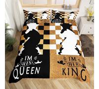 (Gold Black White, Super King(No Comforter)) King and Queen Crown Duvet Cover Black White Mr Mrs Double Bedding Set For Adults Men Women,His And Hers Couple Comforter Cover Valentine'S Day