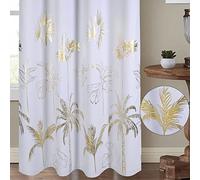 Gold Blackout Curtains for Bedroom White Foil Printed Palm Leaves Trees Luxury Tropical Eyelet 46×72 Lined Thermal 100% Totall Room Darkening Window Curtain Living Room 2 Panels Nursery Boys Girls