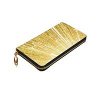 Gold Bling Print Premium Leather Zip Around Wallet for Men and Women Checkbook Cover RFID Blocking