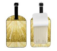 Gold Bling Printed Leather Luggage Tag, Durable Baggage Identifier, Soft PU ID Label, for Business Travel