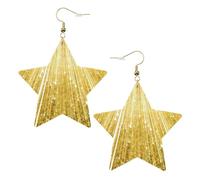 Gold Bling Statement Earrings for Women, Star Drop Earrings, Elegant Dangle Jewelry for Formal Gatherings