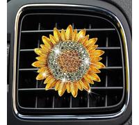 Gold Bling Sunflower Air Vent Clips, Sunflower Air Fresheners Vent Clips Car Diffuser Diamond Decoration Rhinestone Interior Decor Cute Car Accessories for Women Girls