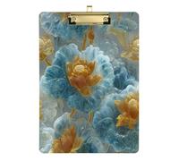 Gold Blue Chinese Jade Water Lily clipboard Nurse Practitioner Plastic for Football Softball Coaching Size 9 x 12.5 Tabla para escribir