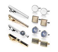 Gold Blue Horse Cufflinks for Men, Brown Cufflinks, Horse Racing Cuff Links Tie Clip, Helicopter Set, 9 Ct Gold and Tie Clip Set