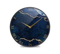 Gold Blue Marble AgateHanging Wall Clock Arabic Numerals Wall Decorative 11.9IN Silent Non-Ticking Battery Operated for Living Room