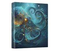 Gold Blue Octopus 3 Ring Binders 1.5 Inch Clear View Three Ring Binders Versatile Binder Fits 200 Sheets 1 Pack