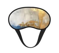 Gold Blue White Print Adults Soft Washable Eye Mask for Light Blocking Nap Face Sleeping Travel Cover
