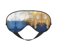 Gold Blue White Print Sleep Mask, Soft Breathable Eye Cover for Travel, Shift Work & Meditation