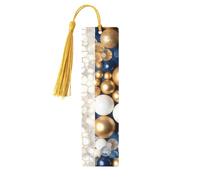 Gold Blue White Wood Bookmark for Men Women Reading Wooden Bookmarks Unique Handmade Book Marks with Tassel Pendant Craft Bookmark for Book Lovers Birthday Teachers Gift