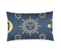 Gold Boho Sun Moon Standard/Queen Size empty pillow case with zipper cotton pillow case covers Lightweight, Soft Easy Care fundas para almohadas 20x30 inchs Set of 2