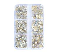 Gold Bottom 6 grids/Box Non Thermal Fixed Glass Rhinestones SS6-SS20 Mixed Size Flat Crystal Stone Bonded Diamond 3D Nail Art ac-Blue Moonlight-6 Grids-1440Pcs