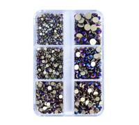 Gold Bottom 6 grids/Box Non Thermal Fixed Glass Rhinestones SS6-SS20 Mixed Size Flat Crystal Stone Bonded Diamond 3D Nail Art ac-Violet Effect-6 Grids-1440Pcs