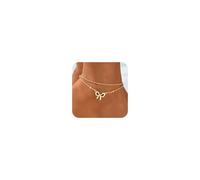 Gold Bow Anklets for Women Dainty 14k Gold Plated Bow Herringbone Chain Anklets Trendy Bowknot Ribbon Ankle Bracelets Summer Beach Seaside Foot Jewelry Accessories, L, Zinc, no gemstone