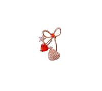 Gold Bow Crystal Love Heart Rhinestone Snowflower Brooch Pin Romantic Red Heart Bowknot Flower Lapel Pin Sparkling Pin for Christmas Valentine's Day