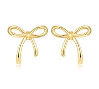 Gold Bow Earrings for Women Cute Bow Stud Earrings Cocket Bow Earrings Cute Sparkly Bow Earrings Jewelry Gift Accessories, 2XL, Acrylic, No Gemstones