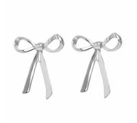 Gold Bow Earrings For Women Drop Earrings Statement Fringe Dangling Earrings Sparkly Elegant Wedding Jewelry Thin Hoops Earrings for Women (Silver, One Size)