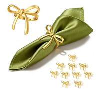 Gold Bow Napkin Rings, 12PCS Metal Napkin Holders for Wedding Party Decor