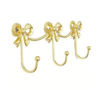 Gold Bow Shaped Hook Sturdy Wall Hanger for Girls Room Decor and Entryway Solid Cast Iron 14x4.5in - 1 Unit (Gold)