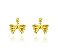 Gold Bow Stud Earrings for Women 18K Gold Print Titanium Bow Earring Dainty Bowknot Prom Earring Cute Ribbon Stud Earrings Bow Stud Earring Jewelry, Middle, Titanium, No Gemstone