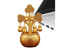 Gold Bowl Decor Rotatable Tree Collectible Tabletop Art Fortune Bowl