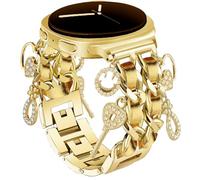 Gold Bracelet Band with Cute Charm Compatible for Samsung Galaxy Watch 8 40mm/44mm, Metal Replacement Strap for Galaxy Watch 8 Classic 46mm 2025 Women