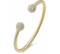 Gold Bracelet for Women Simple Modern Crystal Bracelet Real Gold Plated Gold Bangle Jewellery Bangles Heavy Adjustable Classic Fashion Bracelets for Womens - Fits 6"-8" Wrists - Bling King London