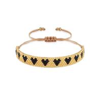 Gold Bracelet For Women Surfer Gift, Love Pattern Seed Beads Adjustable Handmade Pattern Bohemian Style Bracelet