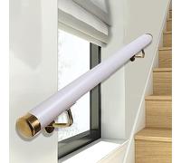 Gold Bracket White PVC Stair il, 50-600cm Non-Slip Wall Mount Railing for Indoor Stairs, Safe Grab Bar for Kids & Kindergarten Corridors, 150cm/5ft Size