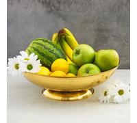 Gold Brass Fruit Bowl for Kitchen Counter, Decorative Bowl, Table Centerpiece, Kitchen Storage, Home Decor, Brass Home Accessories, Pedestal Bowl, Gold Finish, 12" wide (Large 15" Dia)
