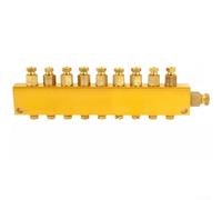 Gold Brass Pneumatic Oil Distributor With Adjustable Flow Control One Input And Multiple Outputs For Machinery Lubrication Compact Size Space Saving Design Construction Leak Resistant Seals(1 To 9)