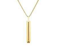 Gold Breathing Necklace for Women Girls Men Titanium Steel Personalized Anxiety Whistle Necklaces Hypoallergenic Portable Stress Relief Stop Smoking Pendant Christmas Valentine Birthday Jewelry