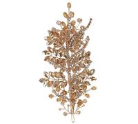 Gold Bridal Hair Accessories, Rhinestone Wedding Hair Piece Leaf, Handmade Hair Vine for Brides, 7.9 in / 20 cm Wedding Hair Accessories, Leaf Branch Design for Updos and Loose Hair