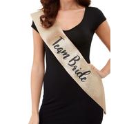 Smiffys Deluxe Glitter Team Bride Sash, Gold & Black, Hen & Stag Night Fancy Dress, Adult Dress Up Accessories