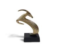 Gold Bronze Aluminium Antelope Sculpture - Abstract Decorative Figure On Black Base For Home Accessories - 29Cm