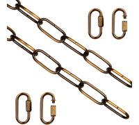 Gold Bronze Finish Lighting Hanging Chain 0.9m x 3 Pack, Decorative Metal Looping Chain for Pendant Lights, Chandeliers, Hanging Plants, Ceiling Fixtures & Home Décor, Antique Brass Effect