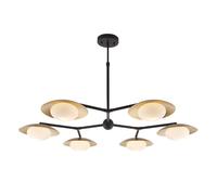 Gold & Bronze Semi Flush 6 Bulb Ceiling Light - Pebble Shaped Opal Glass Shades