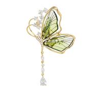 Gold Brooches For Women Translucent Crystal Tassel Brooch Light Corsage New Ethnic Style Personality Retro Cheongsam Brooch Accessories Hat Pins For Women (Green, One Size)