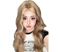 Gold Brown Highlights Lace Front Wigs for Women Long Wavy Curly Wig Female Natural Looking Wigs Heat Resistant Synthetic Hair Wig Cosplay Daily