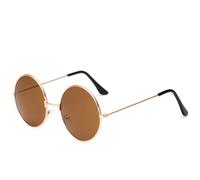 (Gold+Brown) John Lennon Style Sunglasses Round Retro Vintage Style 60s Hippie Glasses