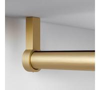 Gold Brushed Clothing Rack Support Adjustable Ceiling/Wall-Mounted Garment Rail Cuttable Round Tube for Closet Retail Store & Dressing Room & Stylish.